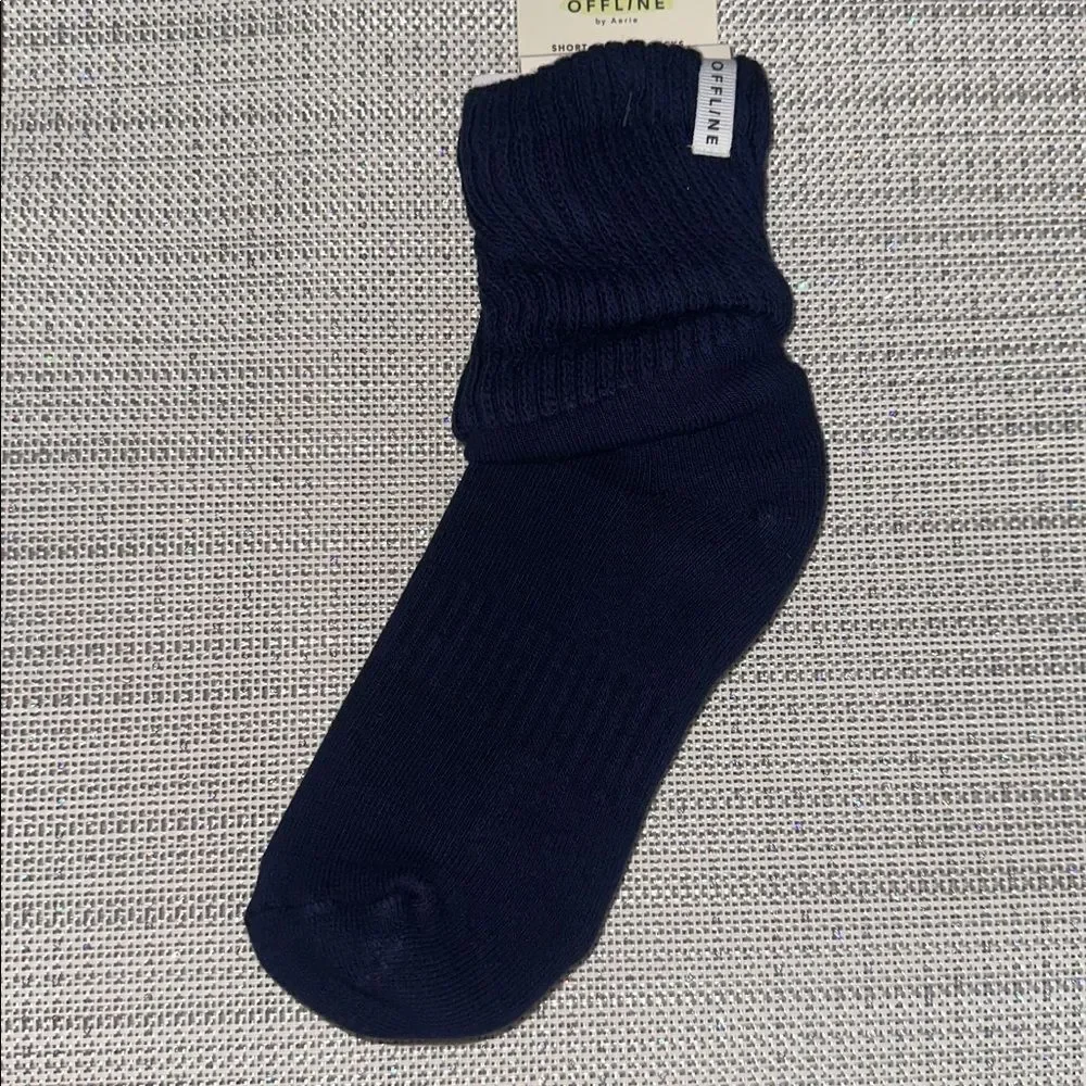 OFFLINE Royal Navy Blue Short Scrunch Tab Logo Cotton Socks